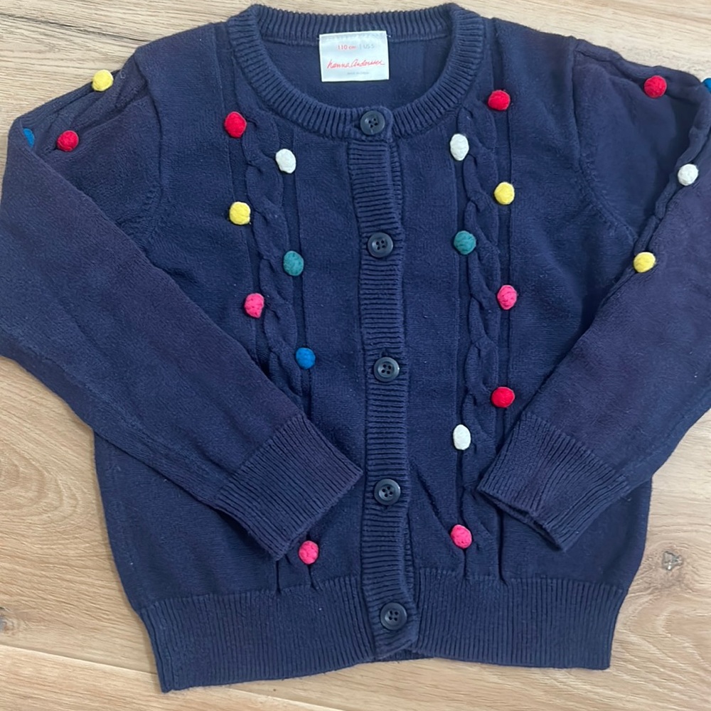 Girls size 5 navy pom-pom Hannah Anderson sweater